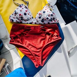 TiniBikini Red and White Polka Dot Swim Set